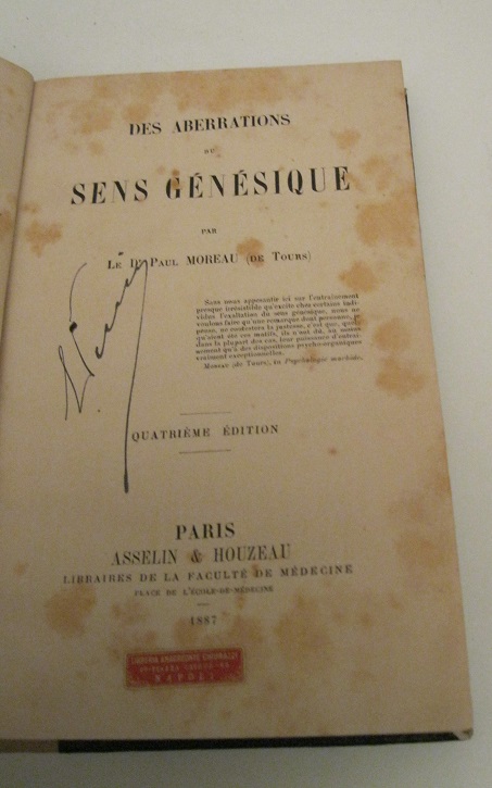 Des aberrations du sens Génésique par Le Docteur Paul Moreau  (de Tours) Quatrième édition